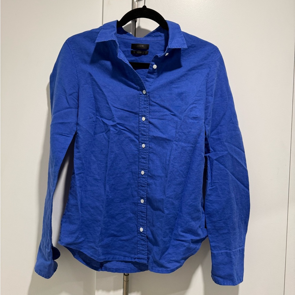 J. Crew Perfect Button Down Shirt Blue Size Small
